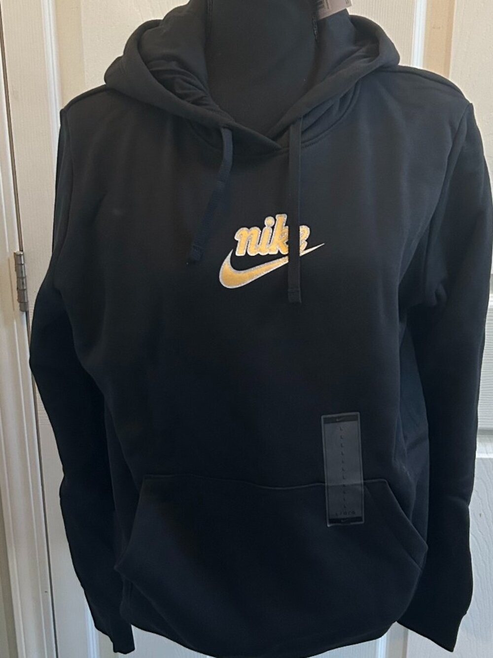 Women's Nike Club Fleece Mixed Metal Hoodie Large Black